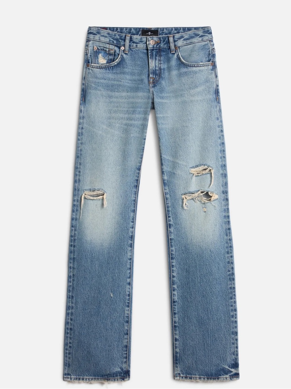 7 For All Mankind Low Straight Distressed Jeans - Wave